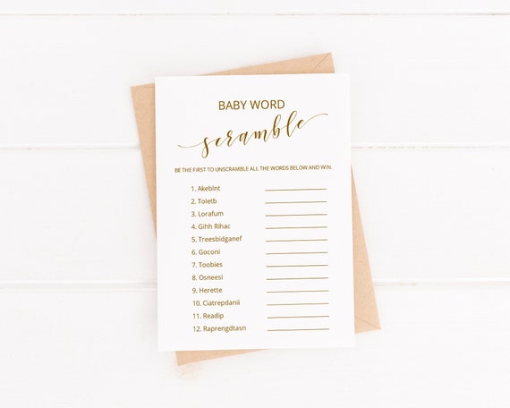Baby Word Scramble Printable Baby Shower Game Gender Neutral Instant Download - BW3 Il_570xn