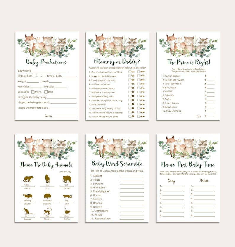 Virtual Baby Shower Games Bundle Zoom Baby Shower Games Etsy