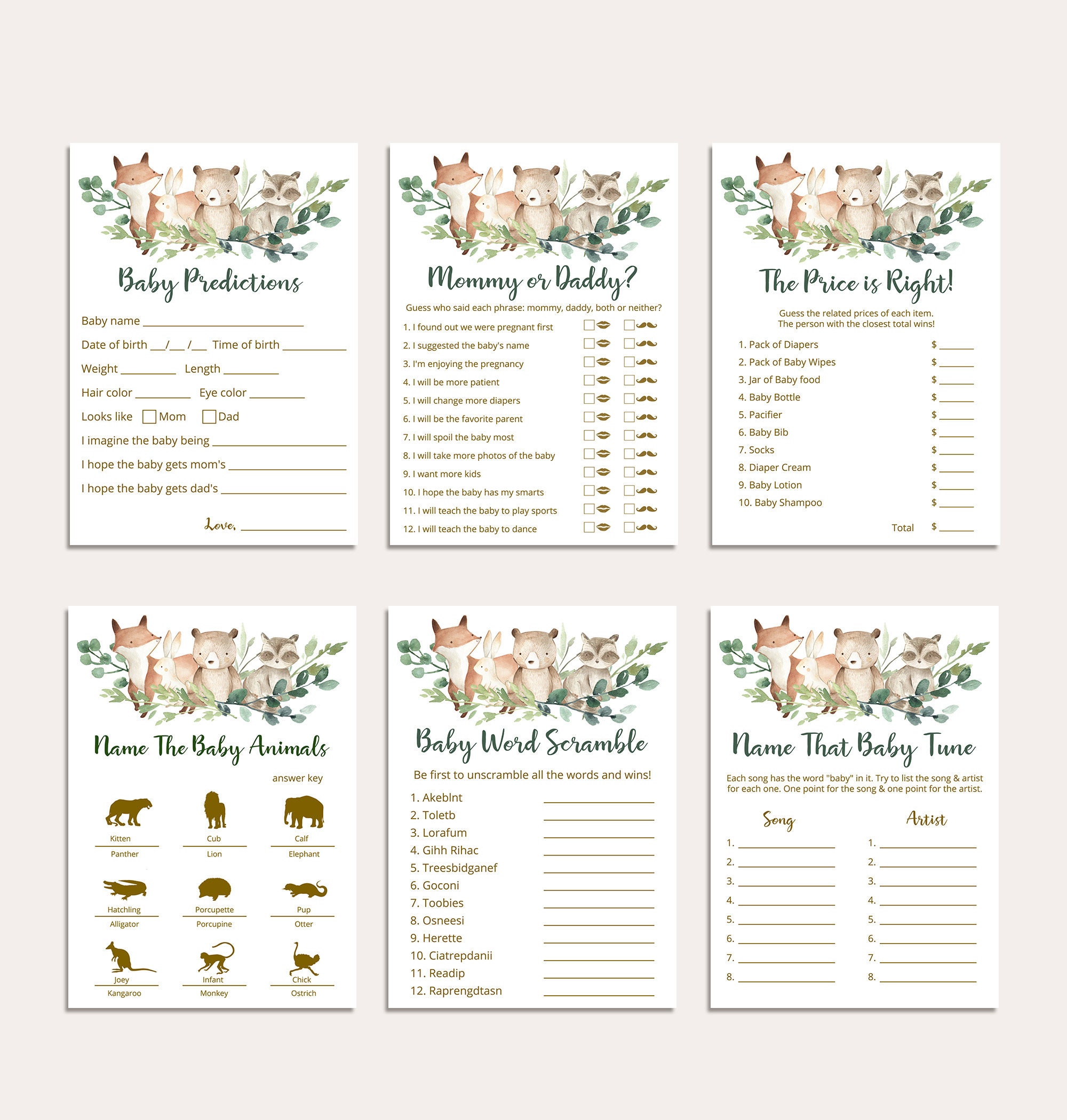 Virtual Baby Shower Games Bundle Zoom Baby Shower Games Etsy