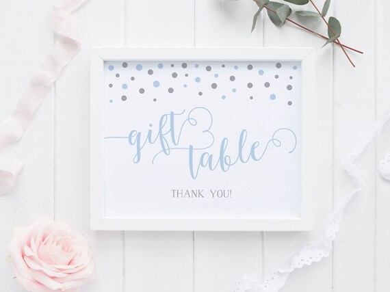 Blue and grey baby shower decoration, gift table sign, boy first birthday party printables, instant download- CS5 Il_570xn