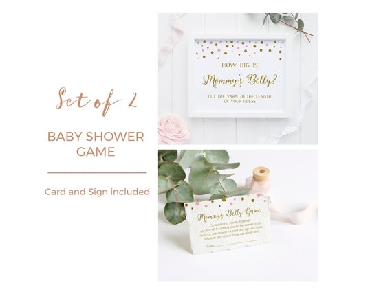 Girl Baby Shower Belly Game, How Big Is Mommy's Belly, Pink and Gold Confetti Baby Shower, Girl Baby Shower Activity, Printable DIY - CG2 Il_570xn
