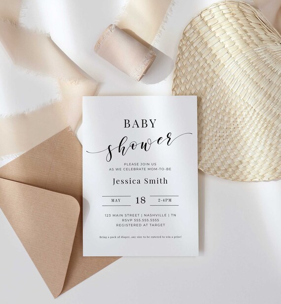 Modern Baby Shower Invitation Template, Gender Neutral Baby Shower