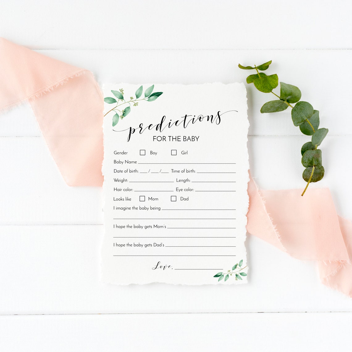 EDITABLE Baby Prediction Cards Baby Predictions Template | Etsy