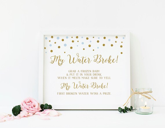 Blue And Gold Baby Shower Game My Water Broke Baby Shower Game My