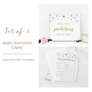 Twinkle Twinkle Little Star Gender Reveal Party, Prédictions de bébé, Carte de prédiction de douche de bébé, Imprimable, Téléchargement instantané - SG6