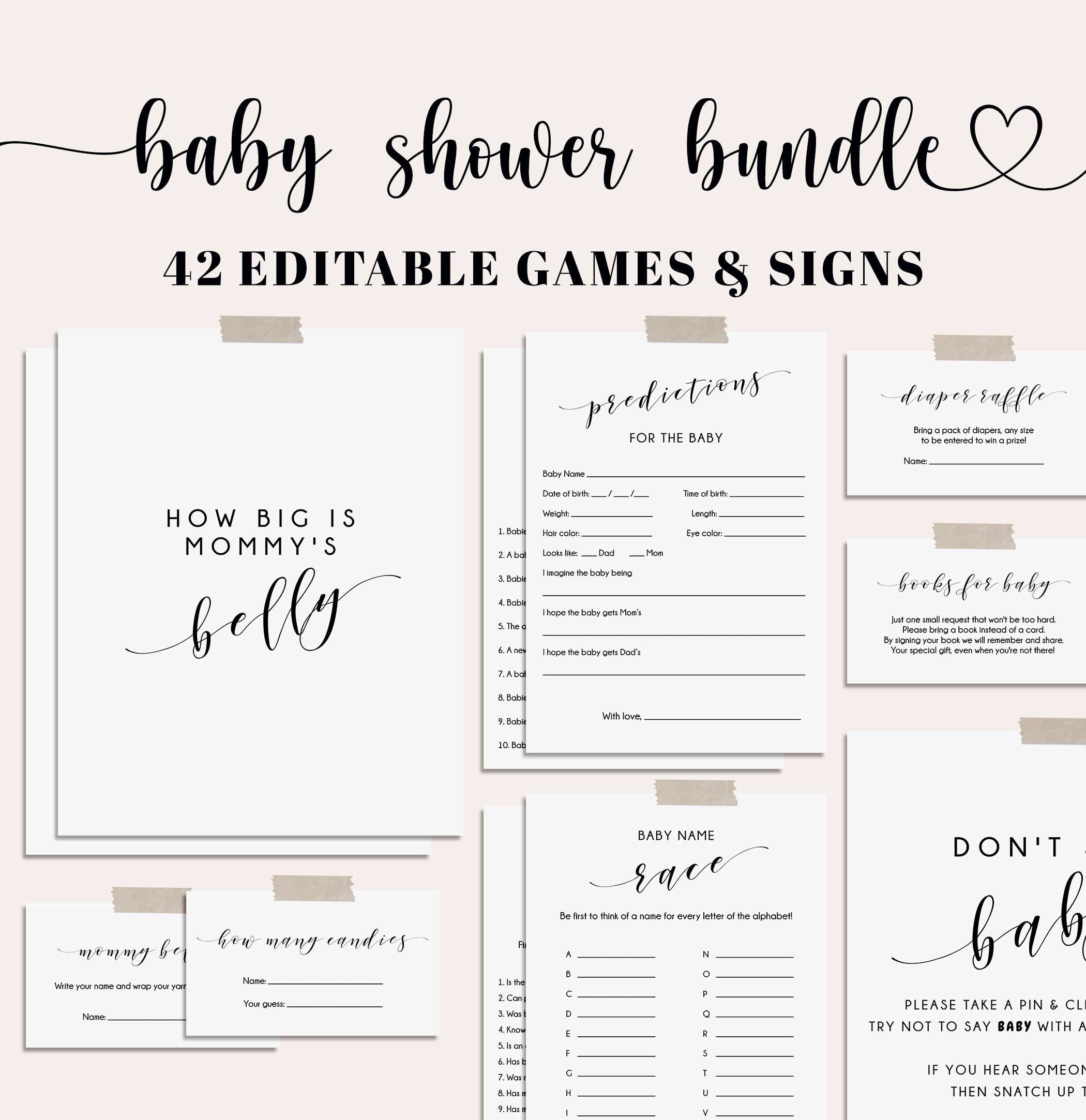 Baby Shower Games Bundle Modern Baby Shower Games Simple - Etsy Israel
