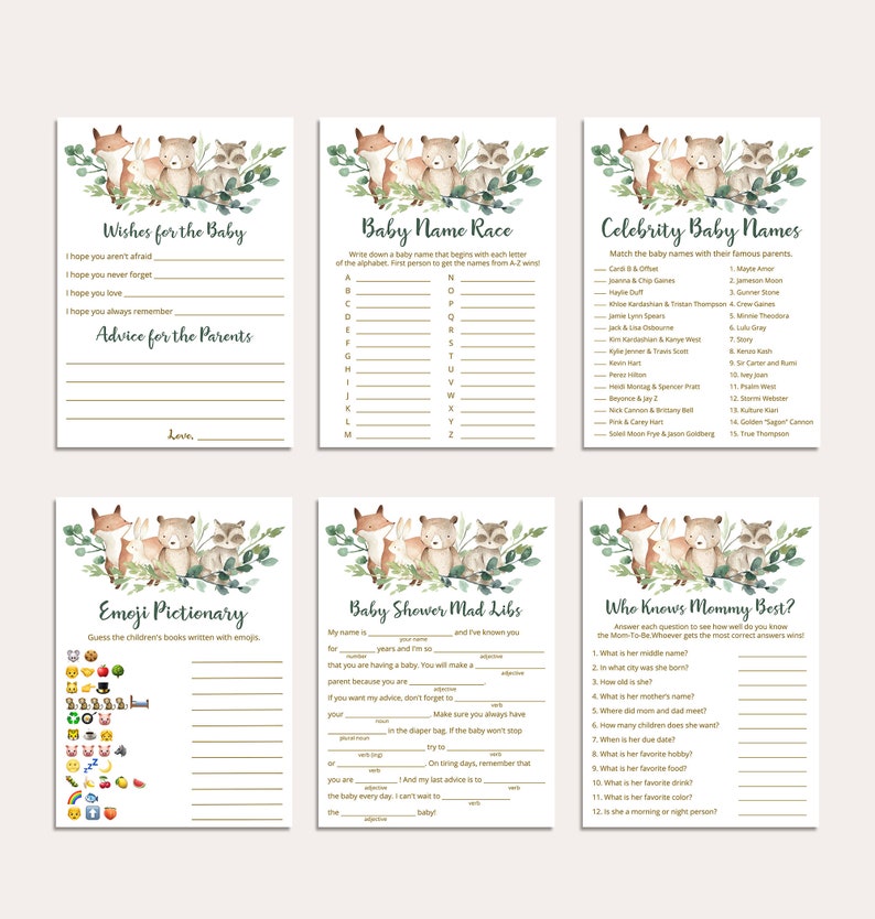 Virtual Baby Shower Games Bundle Zoom Baby Shower Games Etsy