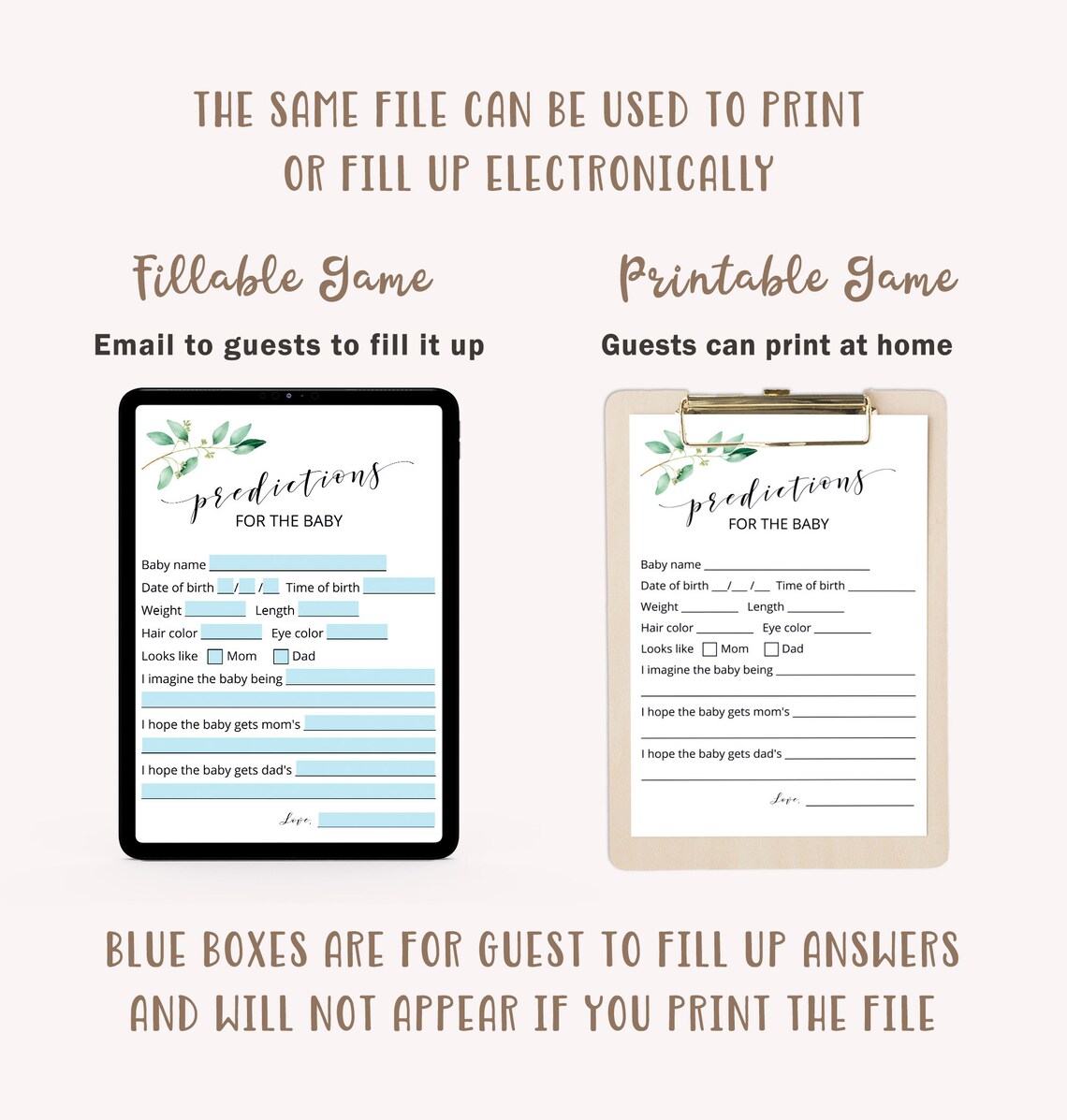 Virtual Baby Shower Games Zoom Baby Shower Games Greenery Baby Etsy