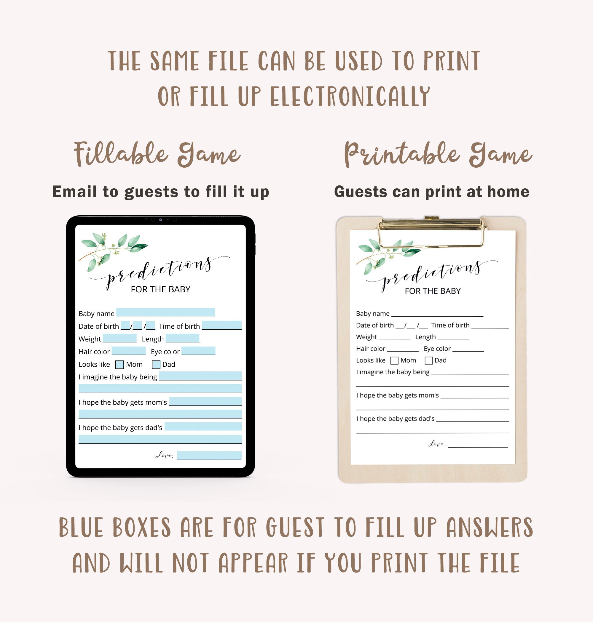 Virtual Baby Shower Games Zoom Baby Shower Games Greenery Baby Etsy