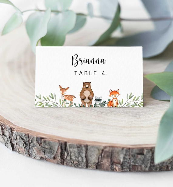 Woodland Baby Shower Place Card Template Table Name Cards Printable Place Card Woodland Party Woodland Baby Shower Place Card Template Table Name Cards Printable Place Card Woodland Party