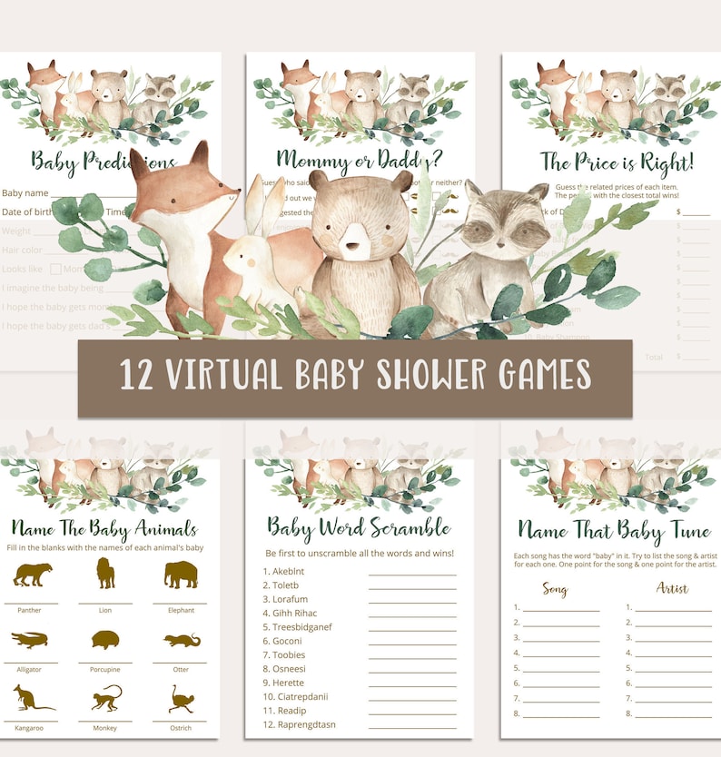 Virtual Baby Shower Games Bundle Zoom Baby Shower Games Etsy