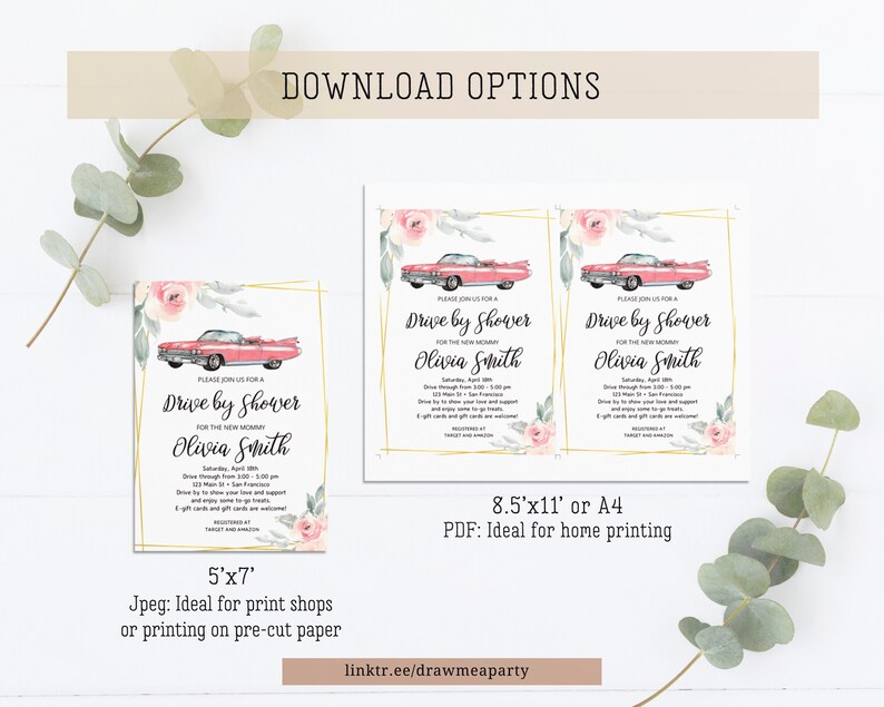Drive by Shower Invitation Baby Shower or Bridal Shower Etsy