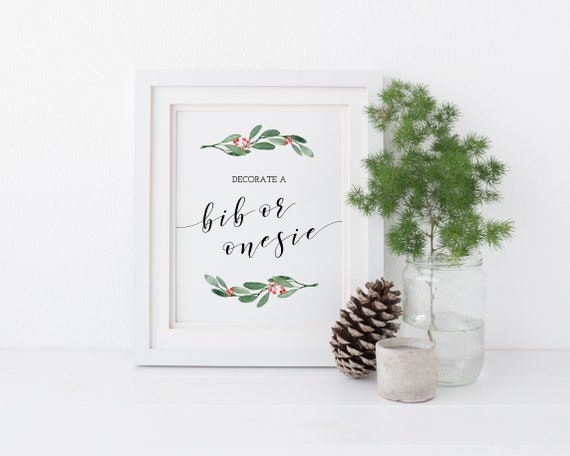 Christmas Baby Shower Decorating Station, Holiday Baby Shower Activity Printable, Decorate a Bib or Onesie Station, Instant Download - CH2 Il_570xn