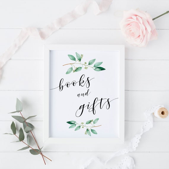 Greenery Baby Shower Gifts Sign Books Sign Gift Table Baby Shower Greenery Baby Shower Gifts Sign Books Sign Gift Table Baby Shower