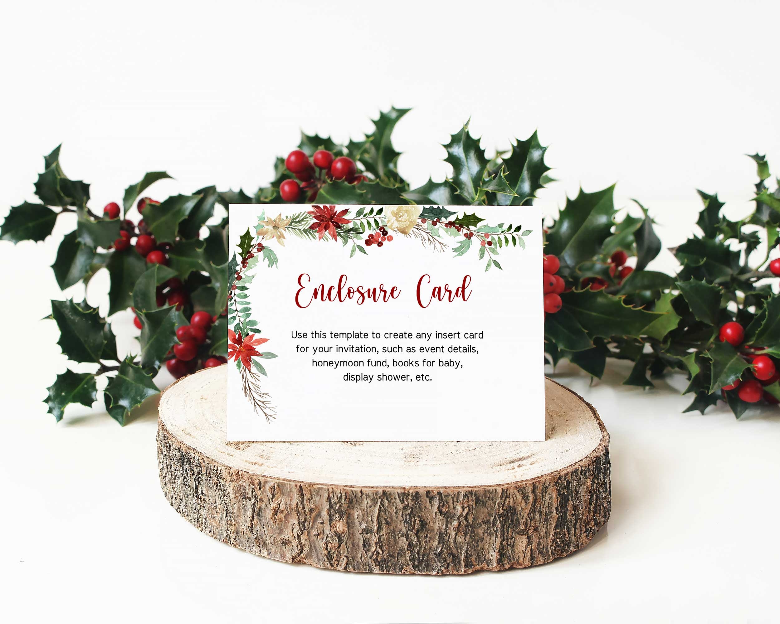 Christmas Enclosure Cards Enclosure Card Template Invitation Etsy