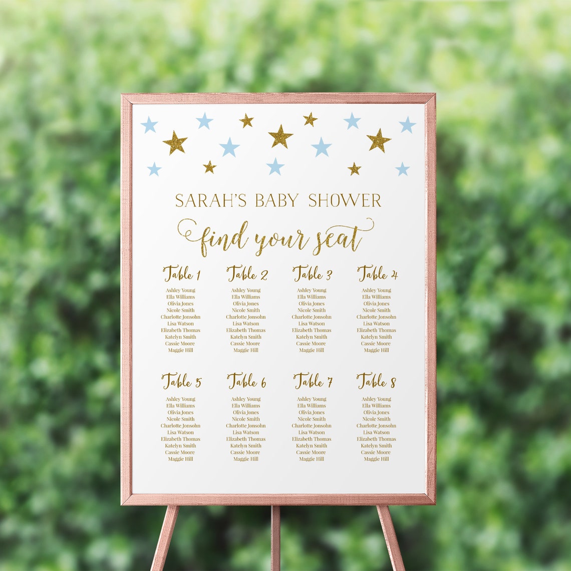 Seating Chart Baby Shower Editable Seating Plan Poster Size Etsy