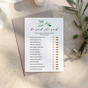 He Said She Said Bridal Shower Spiel, editierbar, Guess Who Said It Braut oder Bräutigam Spiel, druckbar, Sofortiger Download - GN1