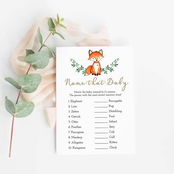 Woodland Who is my Mommy, Woodland Baby Shower Games, Who's My Mommy, Fox Baby Shower, Baby Animal Game, Instant Download, Printable - WT1 Il_570xn