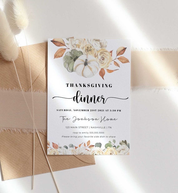 Thanksgiving Dinner Invitation, Digital Download, Let's Give Thanks Template, Thanksgiving Invite, Printable Thanksgiving Invitation - LL4 Il_570xn