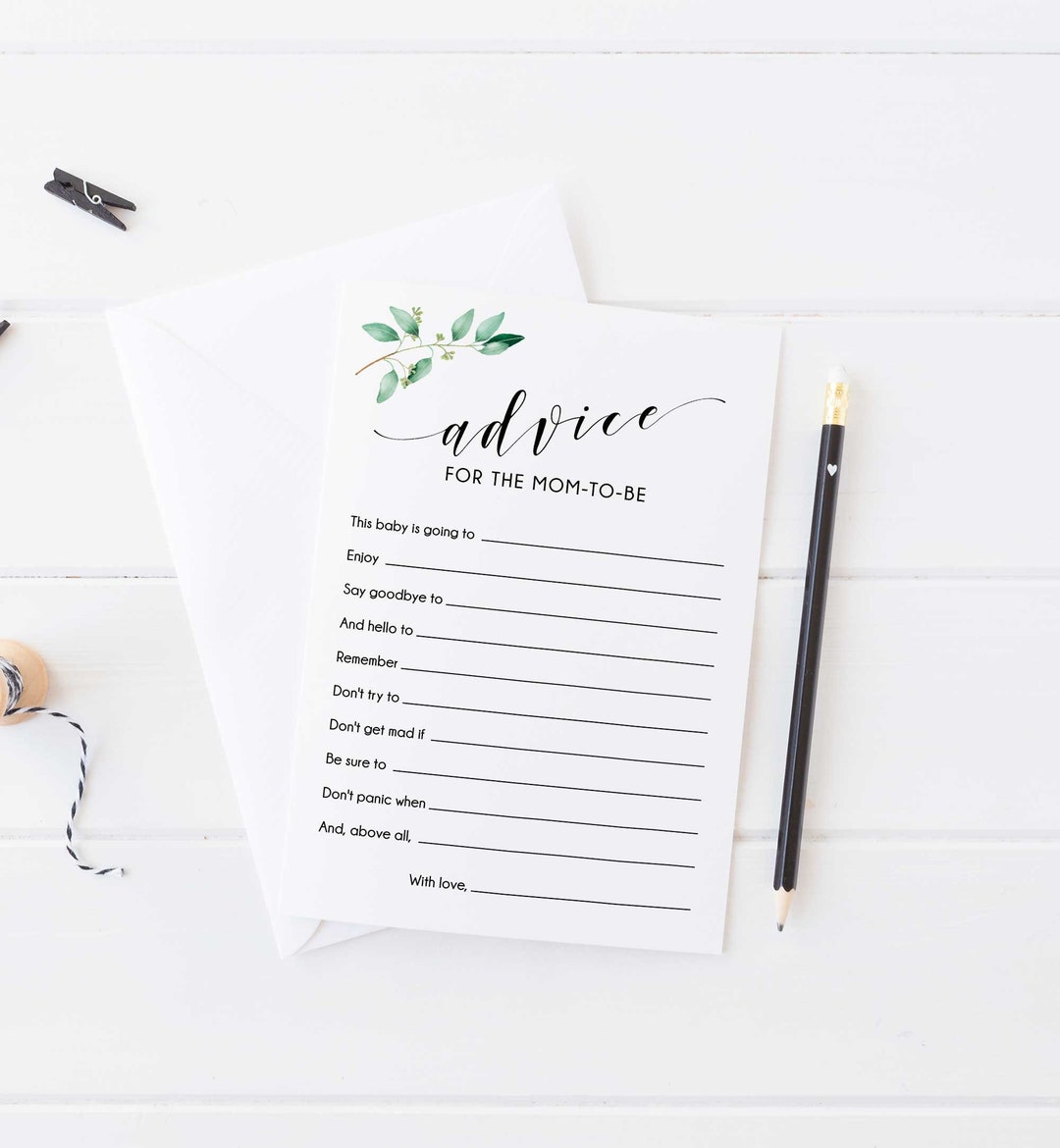 Baby Advice Cards, Gender Neutral Baby Shower Games, Printable Baby