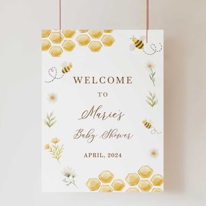Bee Baby Shower Welcome Sign, Honey Bee Baby Shower Sign Template, Sweet as can Be Baby Shower Decor - SPG4
