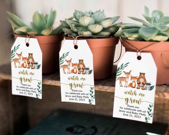 Woodland Favor Tags, Woodland Baby Shower Favor Tags, Succulent Tags, Instant Download, Baby Shower Thank You Tags - WD2 Il_570xn