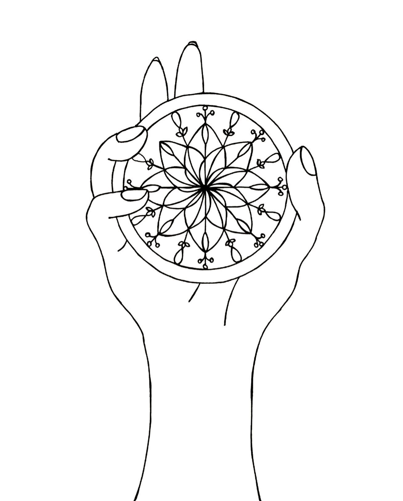 Hand holding mandala A4 printable mandala wall art art print Etsy