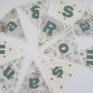 Personalized Name Fabric Bunting Banner, Handcrafted New Baby Personalised Gift, Garland Room Decoration, Birthday Present, Made in the UK