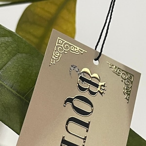 250 Raised Foil Hang Tags - Soft Touch Business Cards - Gold, Silver or Holographic Foil - Embossed foil hang tags