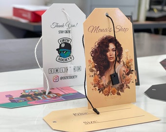 1000 Custom Hang Tags - Commercial Press Quality - Clothing Hang Tags Swing Tags - Logo Tags for Clothing