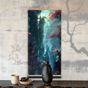 Affiche originale de parchemin d'art asiatique - Bel art de style asiatique Choisissez parmi 8 versions 17,5 x 36 pouces - Matériel d'impression et de suspension inclus