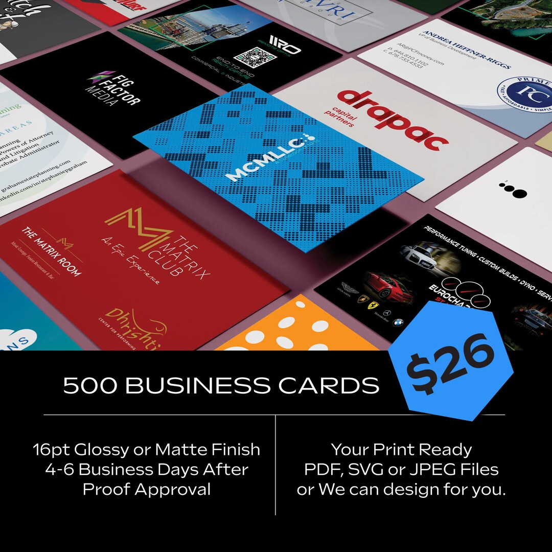 500 Business Cards Full Color Printed Custom Business Cards Glossy