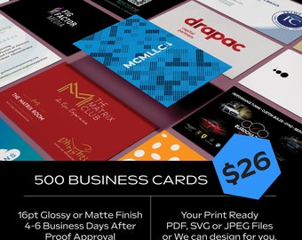 500 Business Cards - Full Color Printed Custom Business Cards - Glossy Business Cards - Matte Business Cards - Premium Design FAST PRINTING
