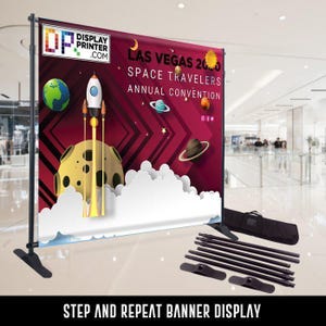 Step and Repeat Banner Backdrop with Optional Stand and Hardware - Full Color Printing - 1-2 day turnaround printing time - Photo backdrop