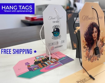 250 cartellini per abbigliamento - SPEDIZIONE GRATUITA! Swing Tags 2x3.5 Etichette per abbigliamento lucide o opache - cartellini per abbigliamento - Etichette di prodotto personalizzate
