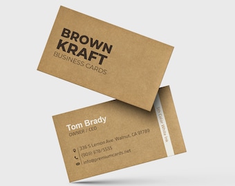 250 Kraft Business Cards - Custom Printed Craft Business Cards - Paper Bag Color Business Cards Full Color Printing and White Ink BEST DEAL