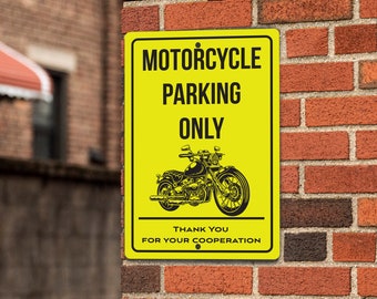 Motorcycle Parking Only - Aluminum Metal Sign 12x18 inches - Street Signs - Custom Street Sign