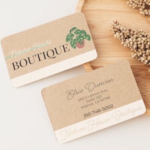Cartes de visite kraft personnalisées - Quantité : 250 - Impression de cartes de visite artisanales - Impression couleur et encre blanche de cartes de visite en sac en papier