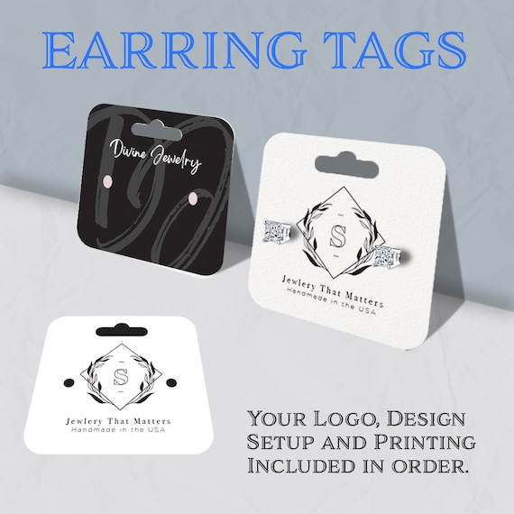 100 Earring Tags Custom Printed Earring Cards for Selling 