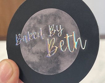 Raised Foil Circle Business Cards Premium - Holographic, Silver or Gold  - 2.5 inch - Printing on 2 Sides - 18.5pt Soft Touch Laminated