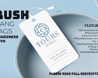 RUSH HANG TAGS - Single Sided, Your logo, Swing Tags, Hang Tag Printing, Custom Printed Labels, Custom Hang Tags, Premium Hang Tags