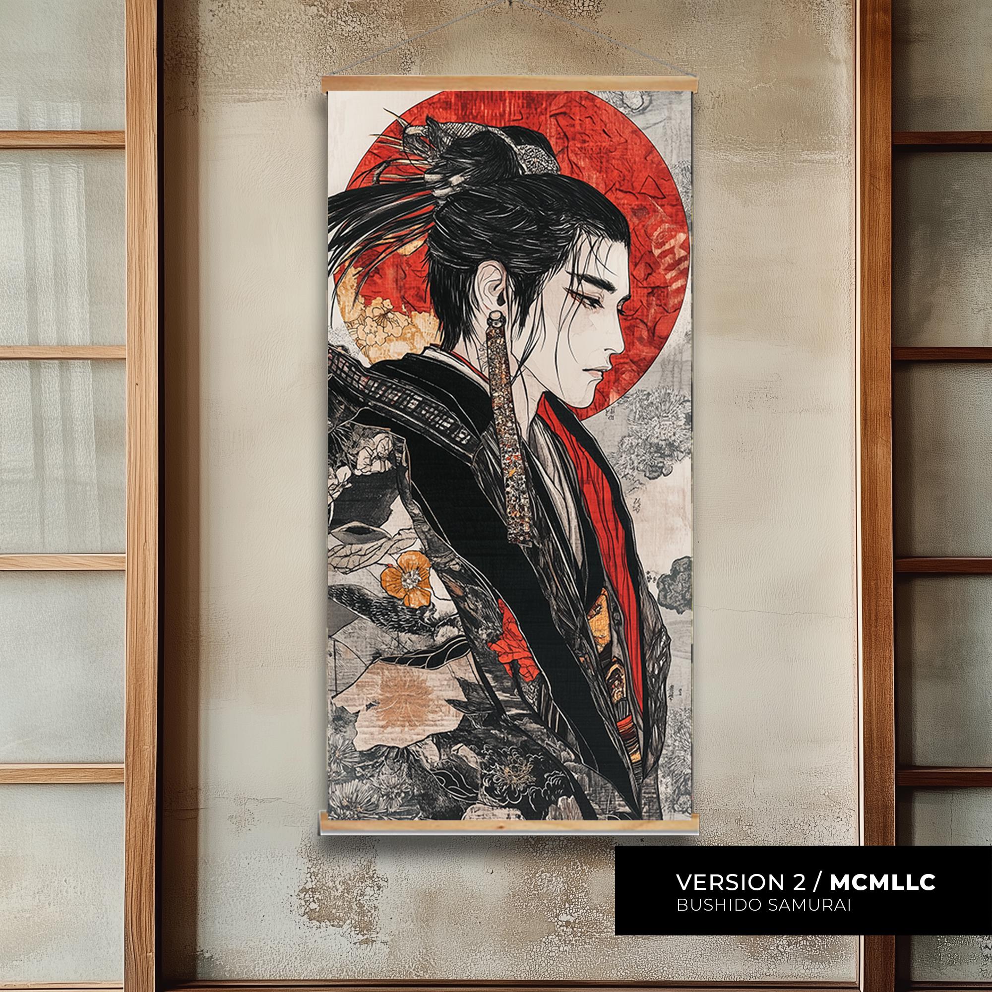 Bushido Samurai Scroll Art - Warrior Spirit and Tradition Wall Art for ...