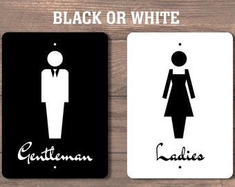 Men and Women Restroom Signs - Heavy Duty Aluminum, 8x11 inch - 2 included