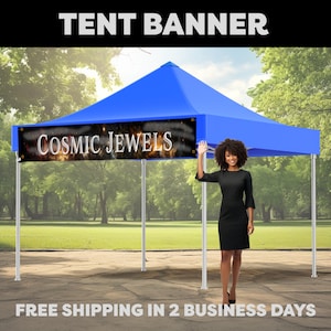 Tent Banner - Vinyl Banner Printing - Trade Show Banner - Custom Banner with Your Logo and Information - Free Ground Shipping and Design
