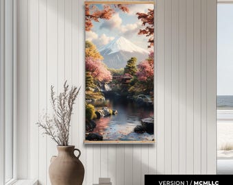 Pergamino del Jardín Japonés del Monte Fuji - Arte paisajístico asiático