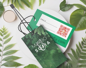 250 Logo Hang Tags - Swing Tags 2x3.5 inch Glossy or Matte clothing tags - hang tags for clothing - Custom Price Tags - STRINGS INCLUDED