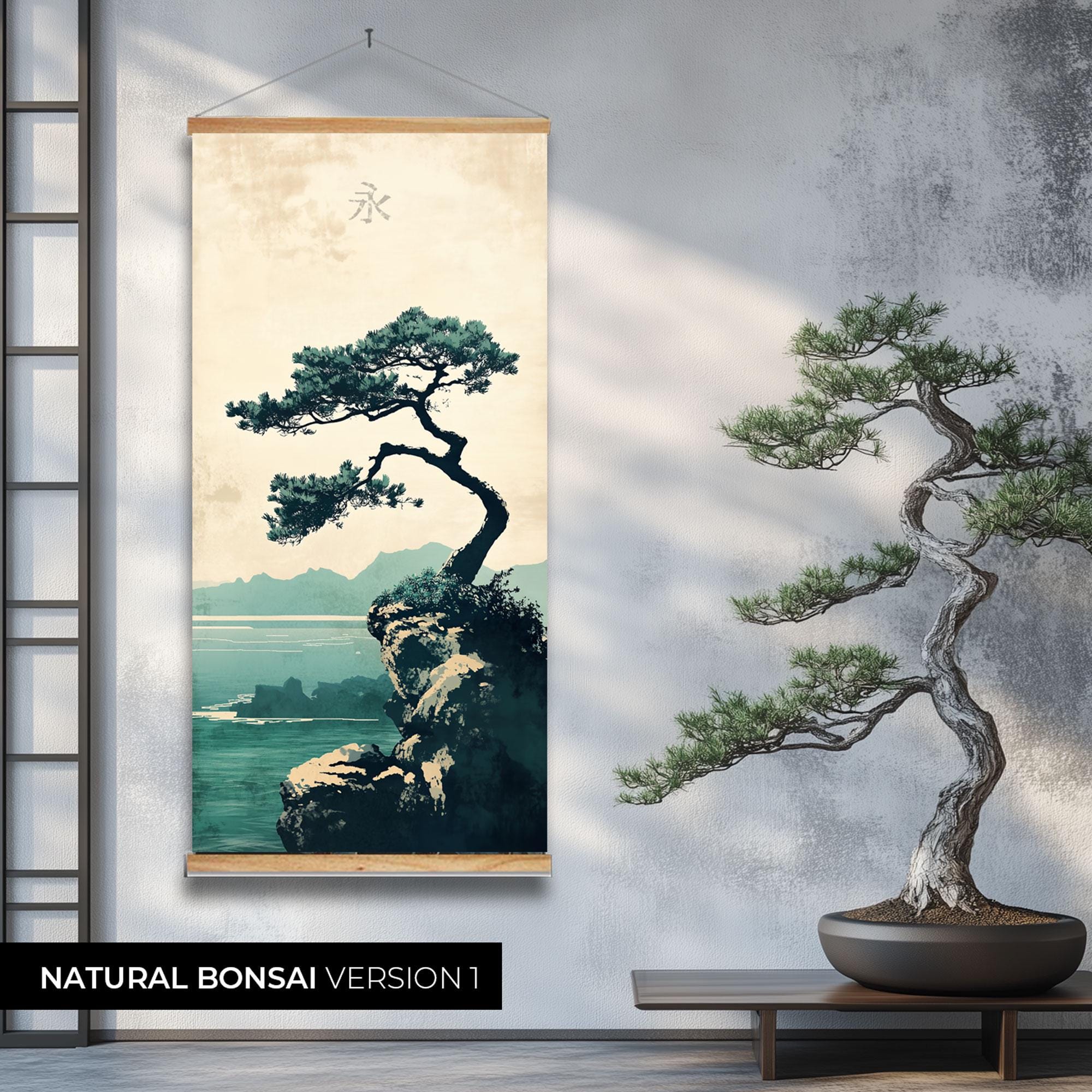 Japanese Style Art Scroll Bonsai Japanese Garden - Asian Scroll