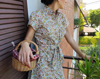 liberty print shirt dress