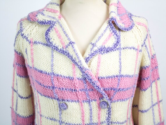 60s Vintage, Wool Cardigan, Hand Knitted, Handmad… - image 3