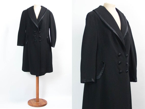 Black Coat Elegant, 40s Vintage, Vintage Duster C… - image 1